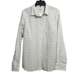 J. Crew Factory White Black Star Print Button Shirt Size XL NWT